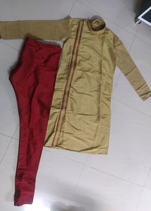 Golden And Red Kurta For Garba And Marriage