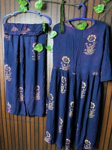 Blue Floral Kurta Set - Wardrobe Clearance