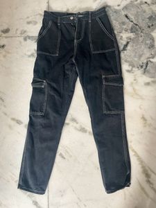 URBANIC contrast Stitch Black Cargos