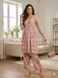 Women's Floral Print Kurta with Pants Set feeding