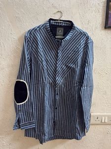 ABKASA Striped Casual Shirt with Elbow Patch