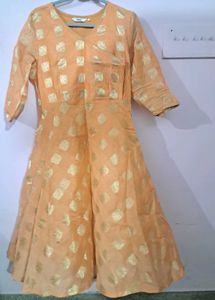 Peach Kurta with Gold Print