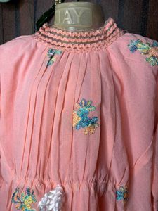 Peach Embroidered Kurti