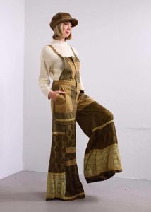 Free People Patchwork Wide Leg Overalls