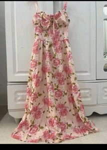 Vintage Rose Print Midi Dress