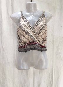 15197. Boho Print Wrap Crop Top