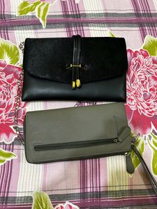 LAVIE COMBO OF 2 Clutches Black &amp; Grey