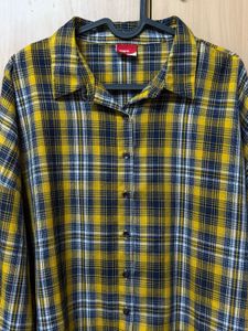 Yellow &amp; Navy Plaid Button-Up Shirt