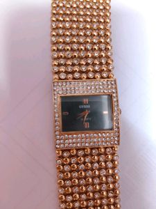 Women Gold-Tone Crystal Watch