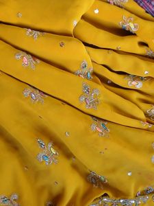 Embroidered Yellow Saree