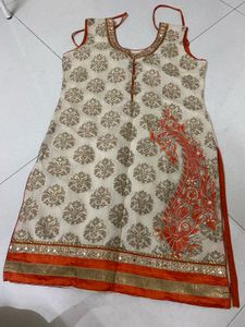 Orange &amp; Cream Ethnic Kurta Set