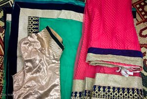 Elegant Pink &amp; Green Lehenga Choli Set