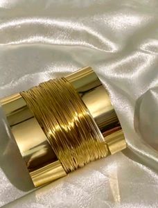 Gold Tone Wide Cuff Bracelet