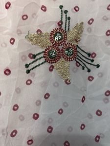 Embroidered white saree