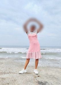 Cute Pink Gingham Dress with White Top