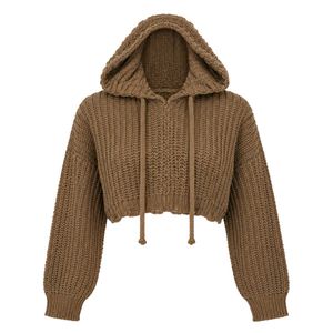 Cropped Knit Hoodie