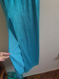 Elegant Strapless Blue Maxi Dress