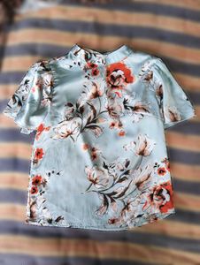 Y2K floral satin top