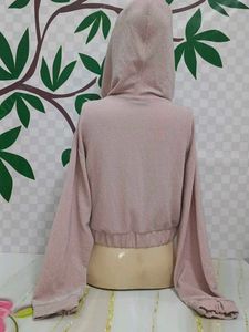 (900)Pink Cropped Hoodie