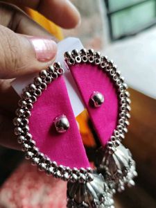 Boho Pink Silk Jhumka Earrings