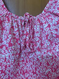 Floral Pink And White Crop Top Deep Neck And Back