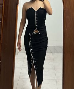 Chic Black Corset Top with White Trim