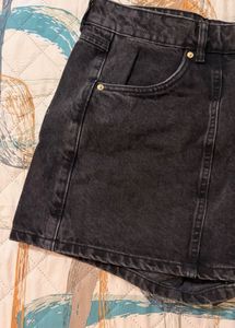 Black Denim Skort