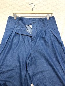 Blue denim high rise retro flare jeans
