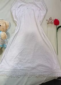 White Lace Trimmed Slip Dress