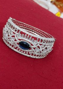 Stunning Oval Blue Stone Bangle Bracelet