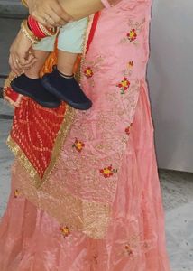peach color Ethnic Kurta Set