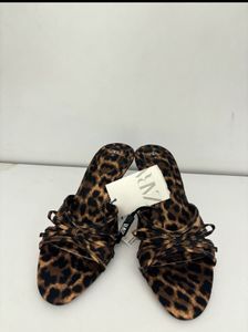 ZARA Leopard Print Slide Sandals