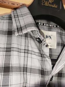 DX Shirts Men's Grey Checkered Shirt | Chest 36 in