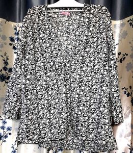 Black And White V-Neck High Low Blouse