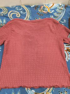 Pink Textured Long Sleeve Top