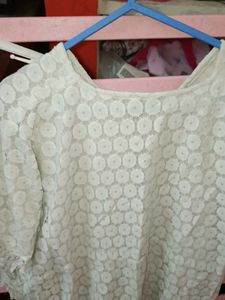White Lace Kaftan Top