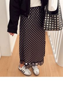 polka dot long skirt