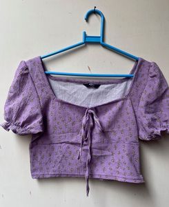 Cute Purple Floral Crop Top