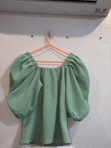 Light Green Puff Sleeve Top