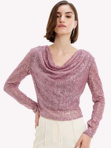 Kazo cowl neck sequin top