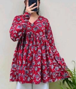 Maroon Floral Print Kurti