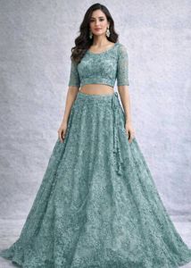 Mint Green Embellished Lehenga Choli