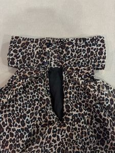 Leopard Print Cold Shoulder Ruffle Dress