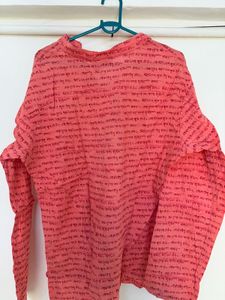 Vibrant Coral Printed Kurta