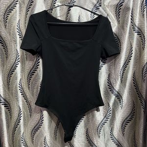 Black Square Neck Bodysuit