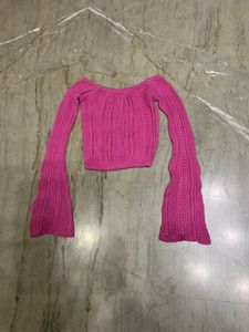 Pink Knit Off-Shoulder Top