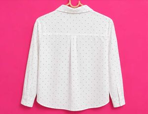 Zudio White Polka Dot Button-Down Shirt Top