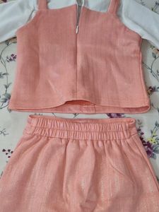Pink Top With Skirt 👧 Cloth 2 To 3 Yers