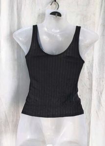 Black Lace-Up Ribbed Tank Top