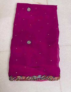 Magenta Saree with Emblished border